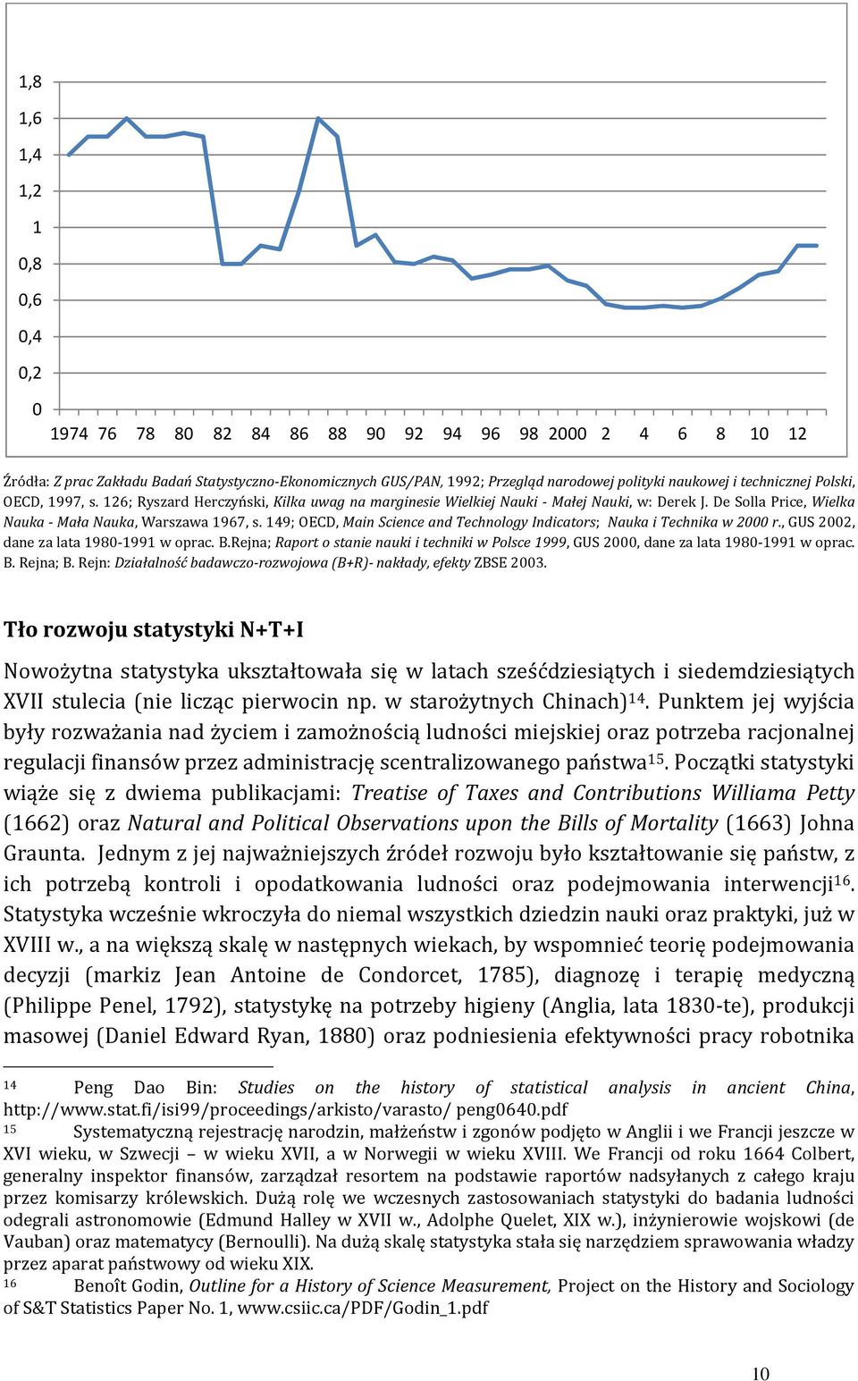 149; OECD, Main Science and Technology Indicators; Nauka i Technika w 2000 r., GUS 2002, dane za lata 1980-1991 w oprac. B.