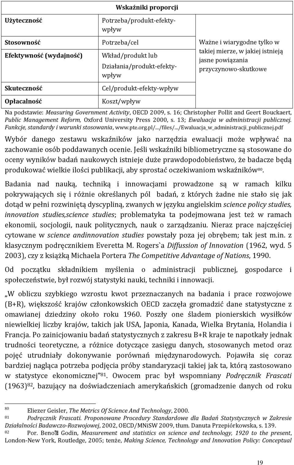 16; Christopher Pollit and Geert Bouckaert, Public Management Reform, Oxford University Press 2000, s. 13; Ewaluacja w administracji publicznej. Funkcje, standardy i warunki stosowania, www.pte.org.