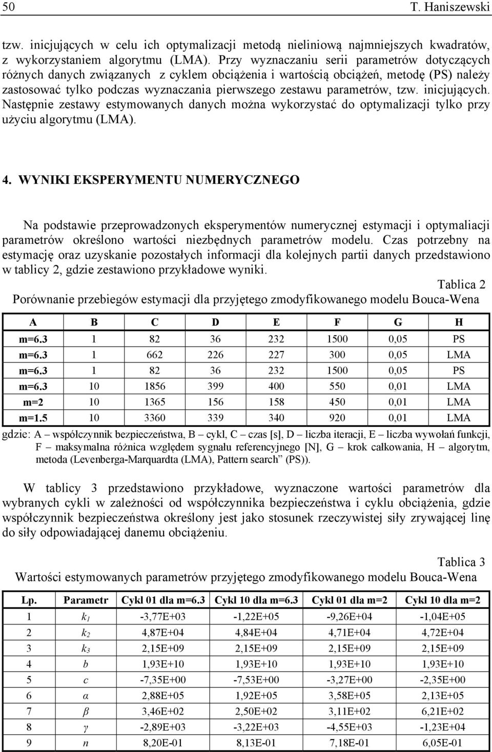 parametrów, tzw. inicjujących. Następnie zestawy estymowanych danych można wykorzystać do optymalizacji tylko przy użyciu algorytmu (LMA). 4.