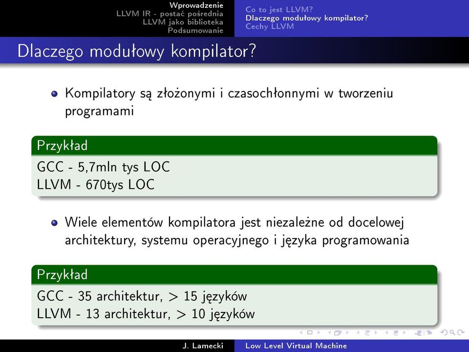 Cechy LLVM Kompilatory s zªo»onymi i czasochªonnymi w tworzeniu programami Przykªad GCC - 5,7mln tys