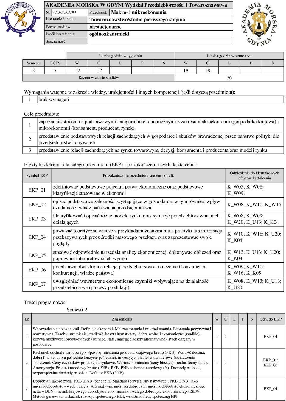 . 8 8 Razem w czasie studiów 36 Wymagania wstępne w zakresie wiedzy, umiejętności i innych kompetencji (jeśli dotyczą przedmiotu): brak wymagań Cele przedmiotu: zapoznanie studenta z podstawowymi