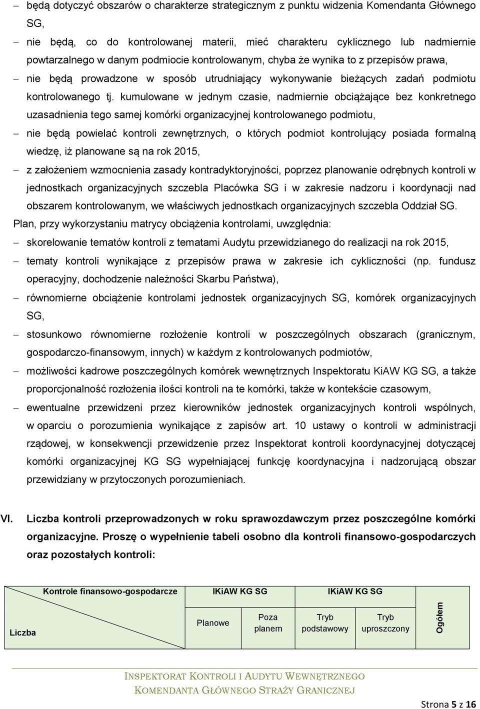 kumulowane w jednym czasie, nadmiernie obciążające bez konkretnego uzasadnienia tego samej komórki organizacyjnej kontrolowanego podmiotu, nie będą powielać kontroli zewnętrznych, o których podmiot