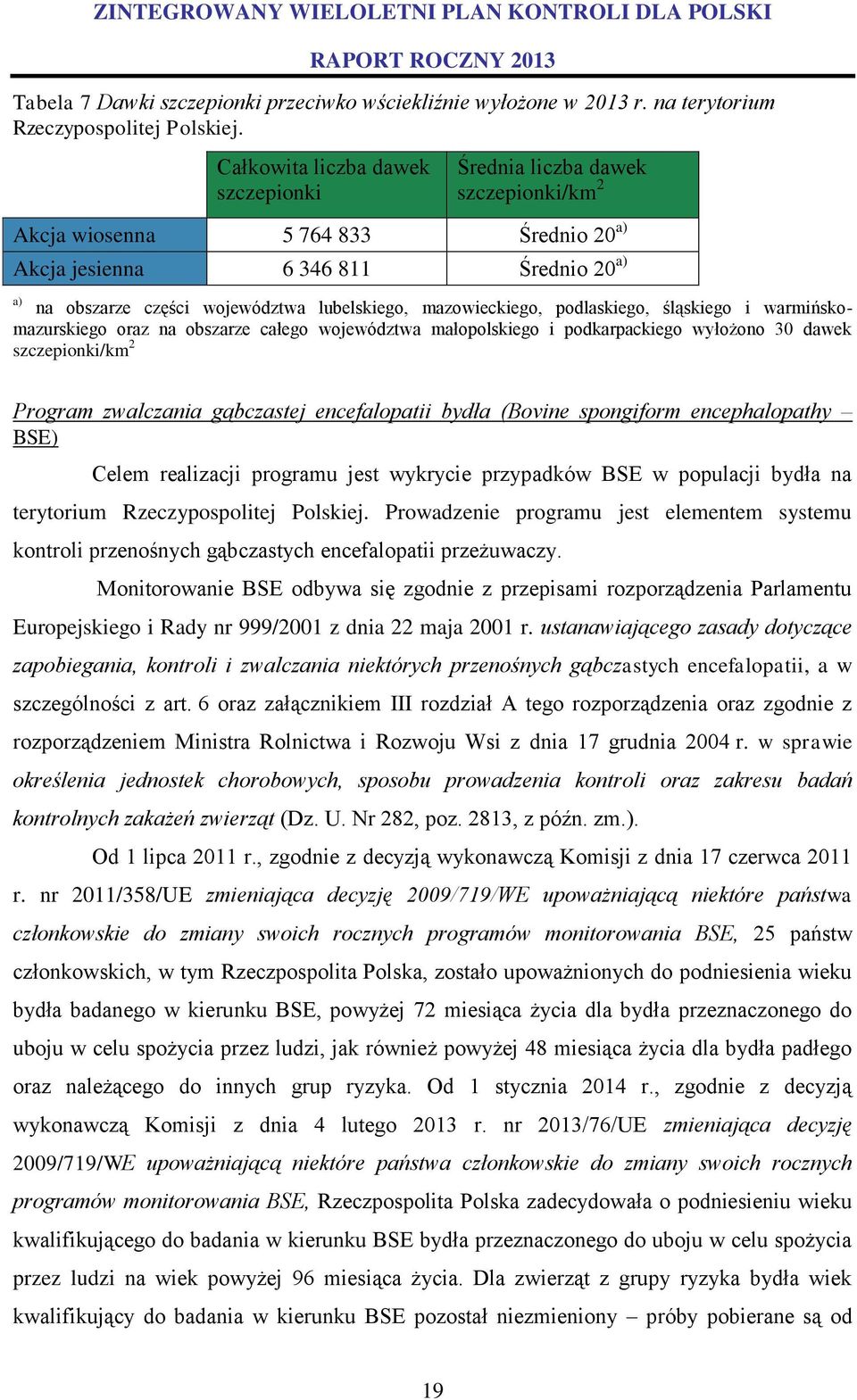 mazowieckiego, podlaskiego, śląskiego i warmińskomazurskiego oraz na obszarze całego województwa małopolskiego i podkarpackiego wyłożono 30 dawek szczepionki/km 2 Program zwalczania gąbczastej