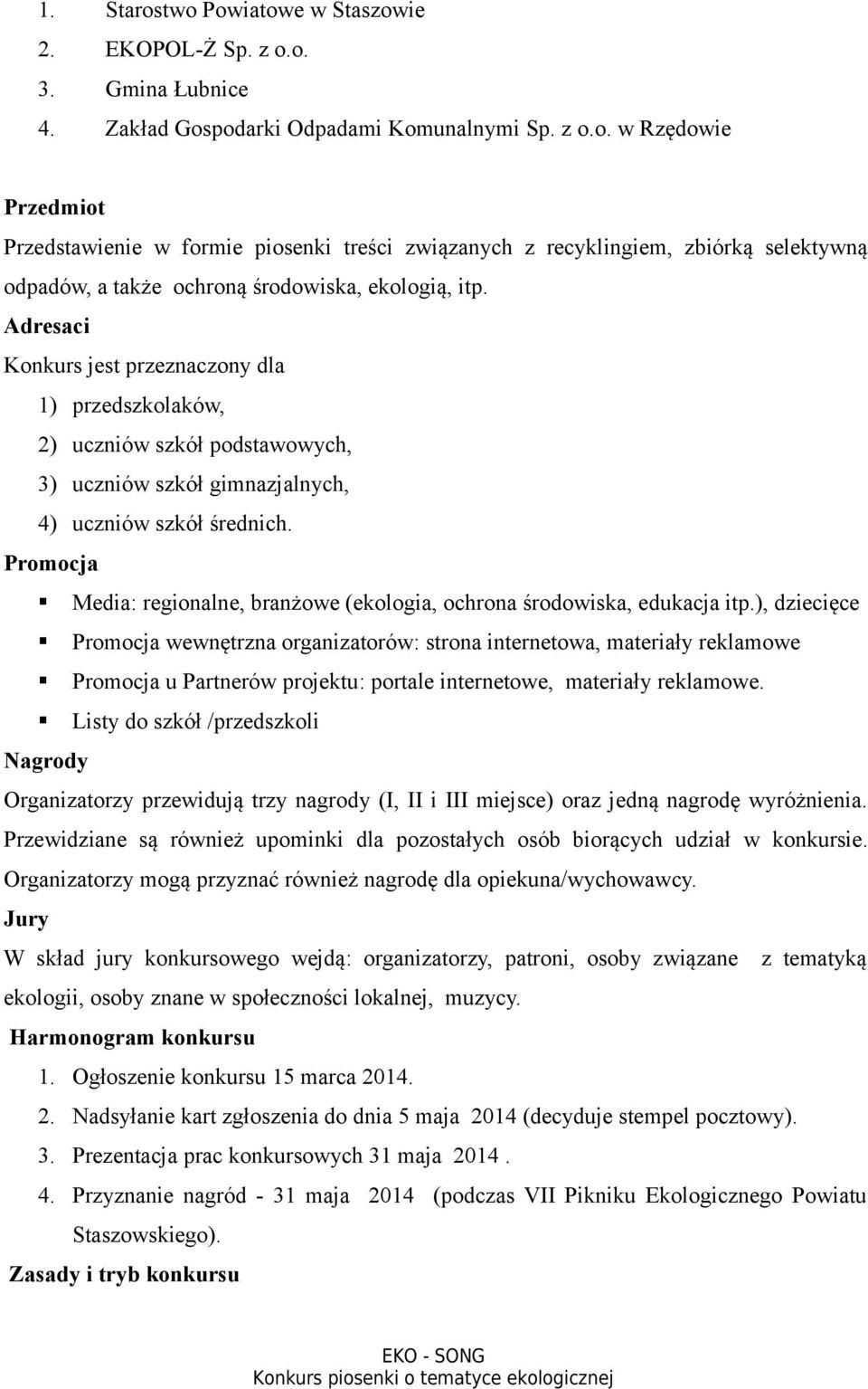 Promocja Media: regionalne, branżowe (ekologia, ochrona środowiska, edukacja itp.