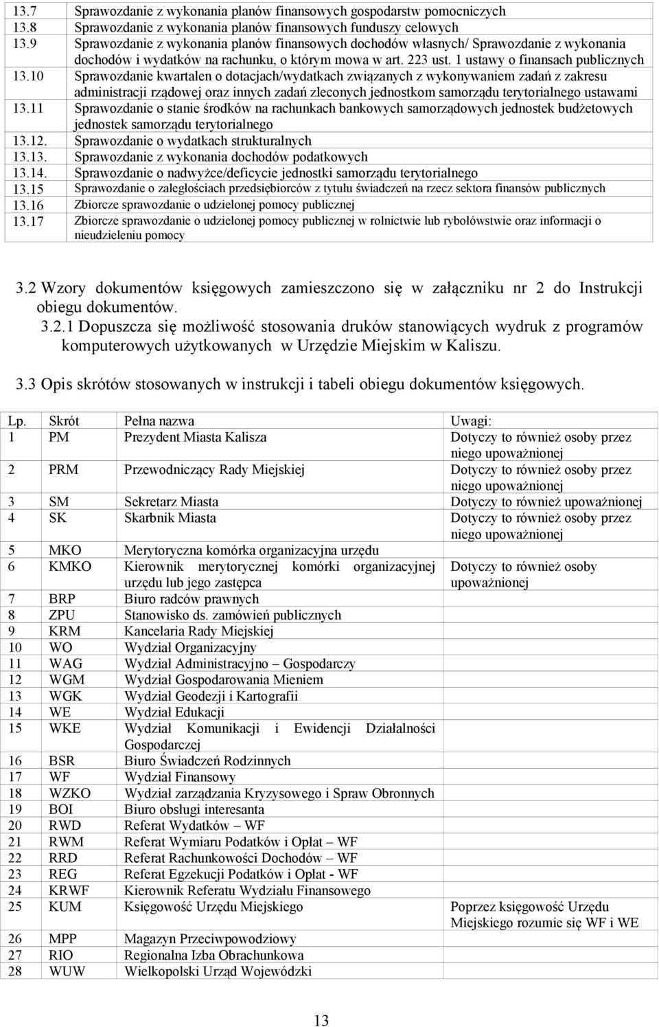 10 Sprawozdanie kwartalen o dotacjach/wydatkach związanych z wykonywaniem zadań z zakresu administracji rządowej oraz innych zadań zleconych jednostkom samorządu terytorialnego ustawami 13.