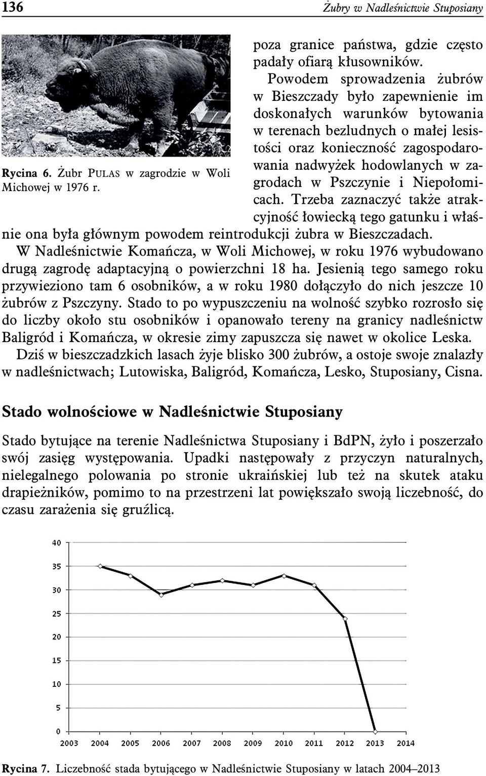 w Pszczynie i Niepołomicach. Trzeba zaznaczyć także atrakcyjność łowiecką tego gatunku i właśnie ona była głównym powodem reintrodukcji żubra w Bieszczadach.