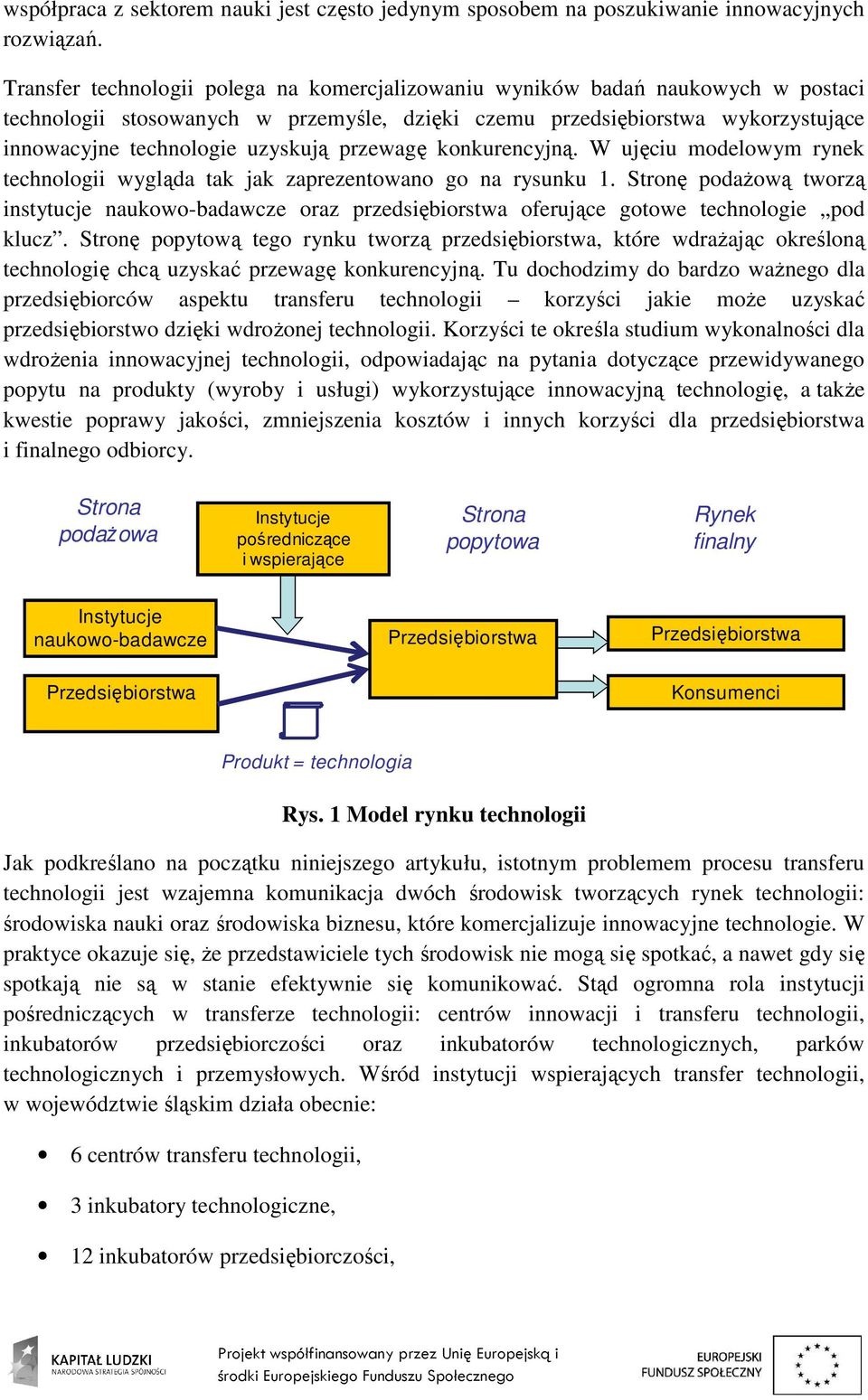 przewagę konkurencyjną. W ujęciu modelowym rynek technologii wygląda tak jak zaprezentowano go na rysunku 1.