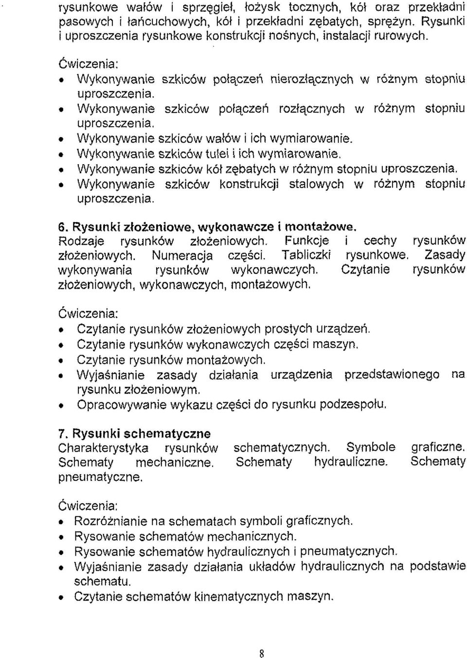 Wykonywanie szkicow potqczeh roztqcznych w roinym stopniu uproszczenia. Wykonywanie szkicow watow i ich wymiarowanie. Wykonywanie szkic6w tulei i ich wymiarowanie.