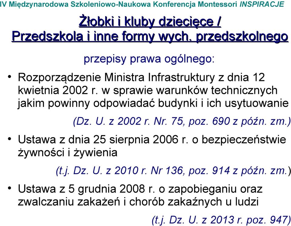 w sprawie warunków technicznych jakim powinny odpowiadać budynki i ich usytuowanie (Dz. U. z 2002 r. Nr. 75, poz. 690 z późn. zm.