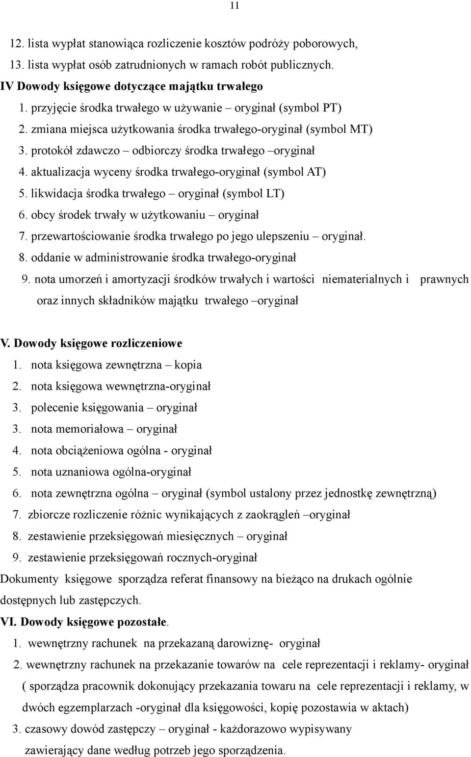 aktualizacja wyceny środka trwałego-oryginał (symbol AT) 5. likwidacja środka trwałego oryginał (symbol LT) 6. obcy środek trwały w użytkowaniu oryginał 7.