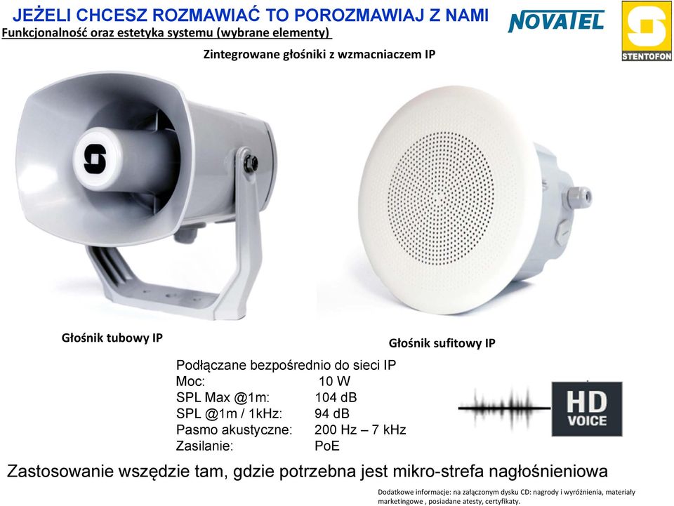 khz Zasilanie: PoE Głośnik sufitowy IP Zastosowanie wszędzie tam, gdzie potrzebna jest mikro-strefa nagłośnieniowa