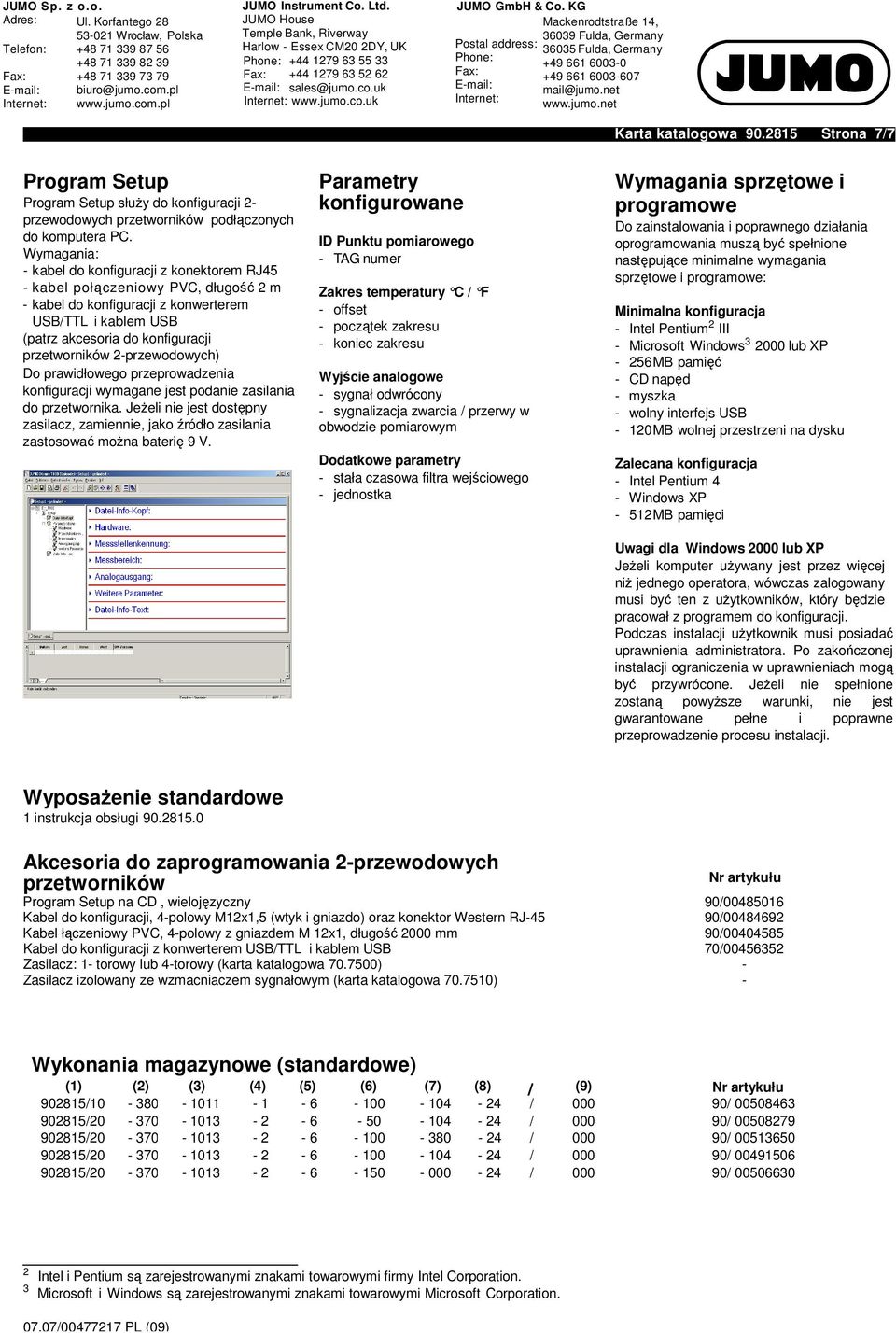 Wymagania: - kabel do konfiguracji z konektorem RJ45 - kabel połączeniowy PVC, długość 2 m - kabel do konfiguracji z konwerterem USB/TTL i kablem USB (patrz akcesoria do konfiguracji przetworników