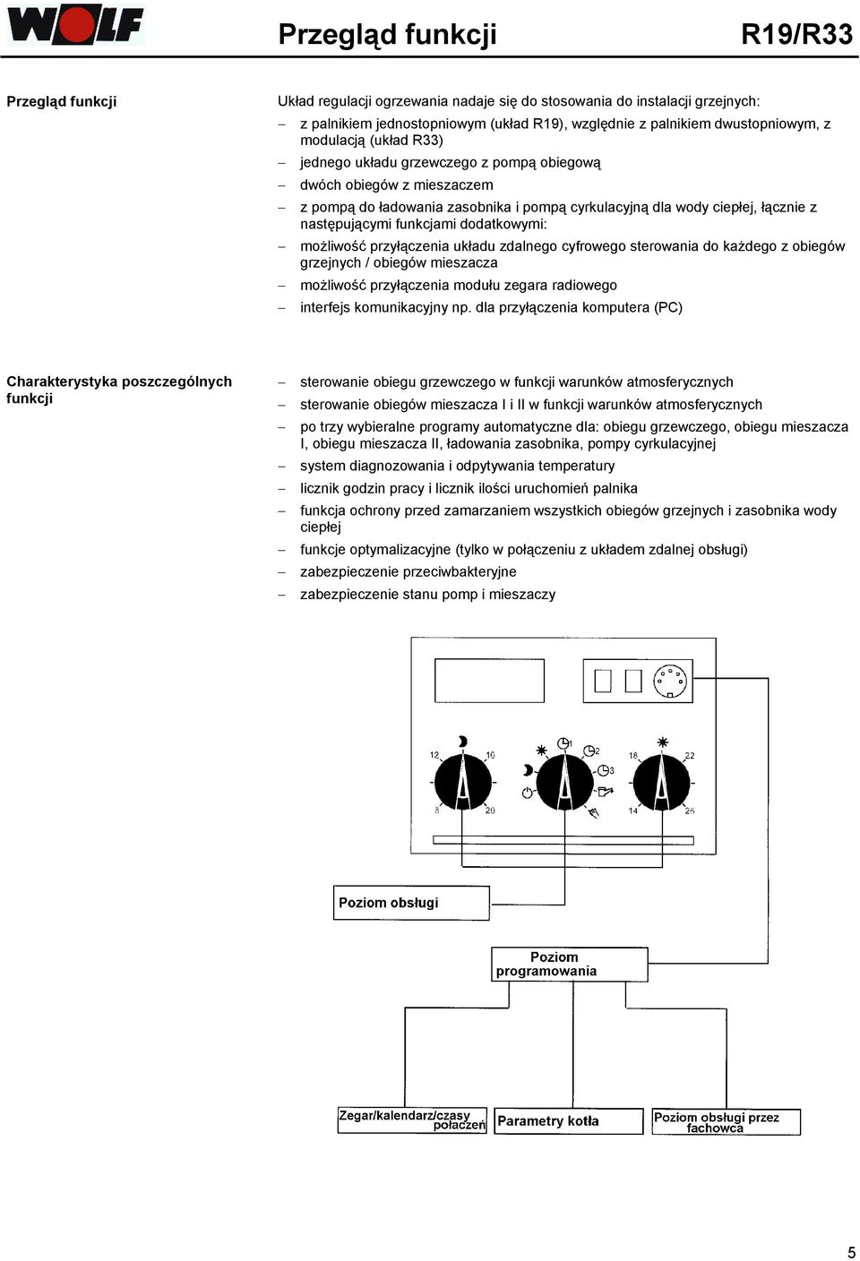 dodatkowymi: możliwość przyłączenia układu zdalnego cyfrowego sterowania do każdego z obiegów grzejnych / obiegów mieszacza możliwość przyłączenia modułu zegara radiowego interfejs komunikacyjny np.