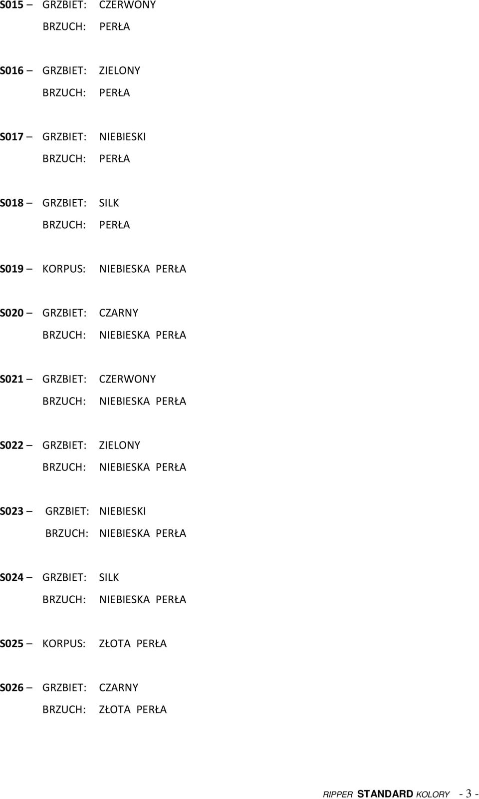 S022 GRZBIET: NIEBIESKA PERŁA S023 GRZBIET: NIEBIESKA PERŁA S024 GRZBIET: NIEBIESKA