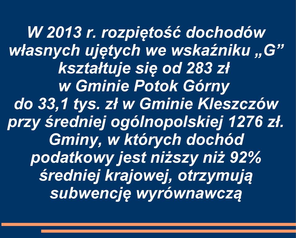 283 zł w Gminie Potok Górny do 33,1 tys.
