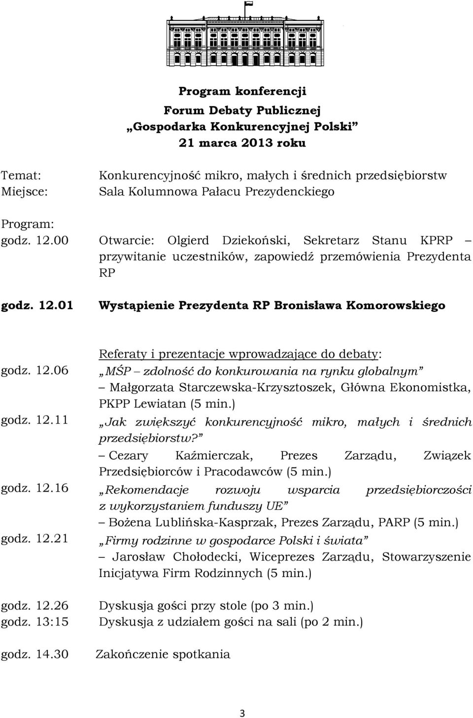 12.06 MŚP zdolność do konkurowania na rynku globalnym Małgorzata Starczewska-Krzysztoszek, Główna Ekonomistka, PKPP Lewiatan (5 min.) godz. 12.