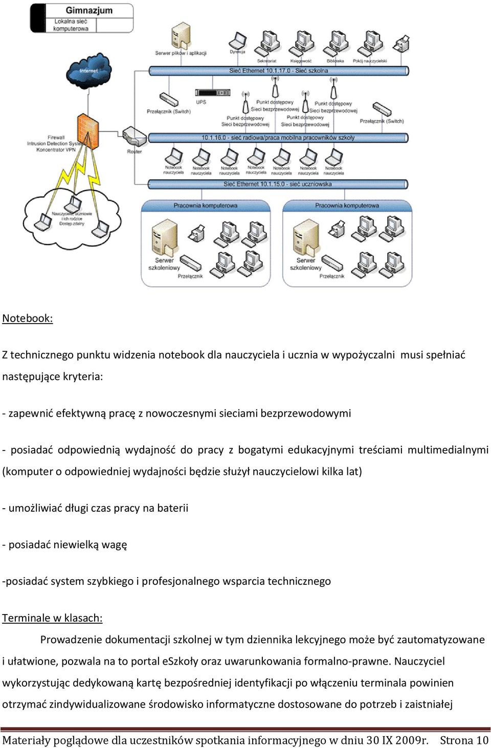 baterii - posiadać niewielką wagę -posiadać system szybkiego i profesjonalnego wsparcia technicznego Terminale w klasach: Prowadzenie dokumentacji szkolnej w tym dziennika lekcyjnego może być