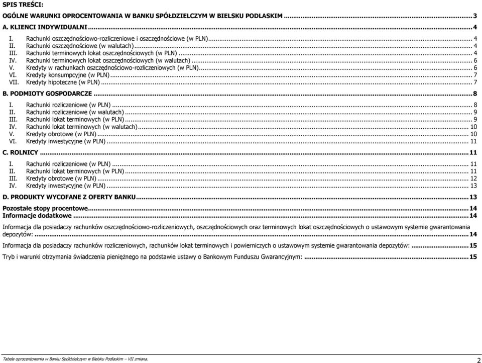 Kredyty w rachunkach oszczędnościowo-rozliczeniowych (w PLN)... 6 VI. Kredyty konsumpcyjne (w PLN)... 7 VII. Kredyty hipoteczne (w PLN)... 7 B. PODMIOTY GOSPODARCZE... 8 I.