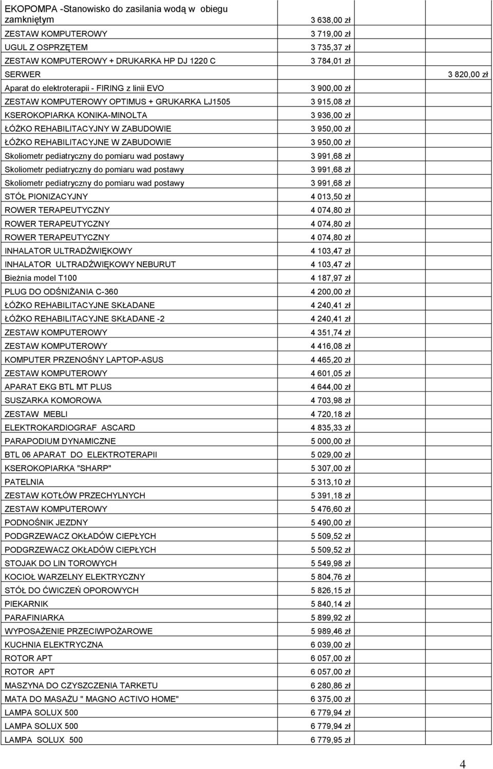 pediatryczny do pomiaru wad postawy STÓŁ PIONIZACYJNY ROWER TERAPEUTYCZNY ROWER TERAPEUTYCZNY ROWER TERAPEUTYCZNY INHALATOR ULTRADŹWIĘKOWY INHALATOR ULTRADŹWIĘKOWY NEBURUT Bieżnia model T100 PLUG DO