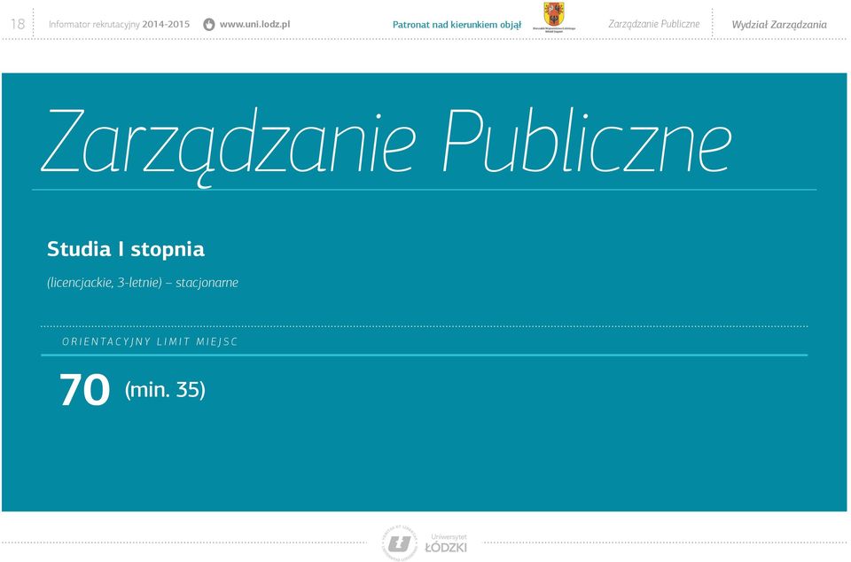 Wydział Zarządzania Zarządzanie Publiczne Studia I stopnia