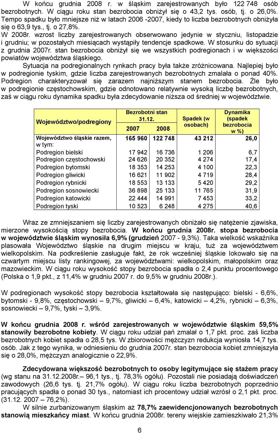 wzrost liczby zarejestrowanych obserwowano jedynie w styczniu, listopadzie i grudniu; w pozostałych miesiącach wystąpiły tendencje spadkowe. W stosunku do sytuacji z grudnia 2007r.