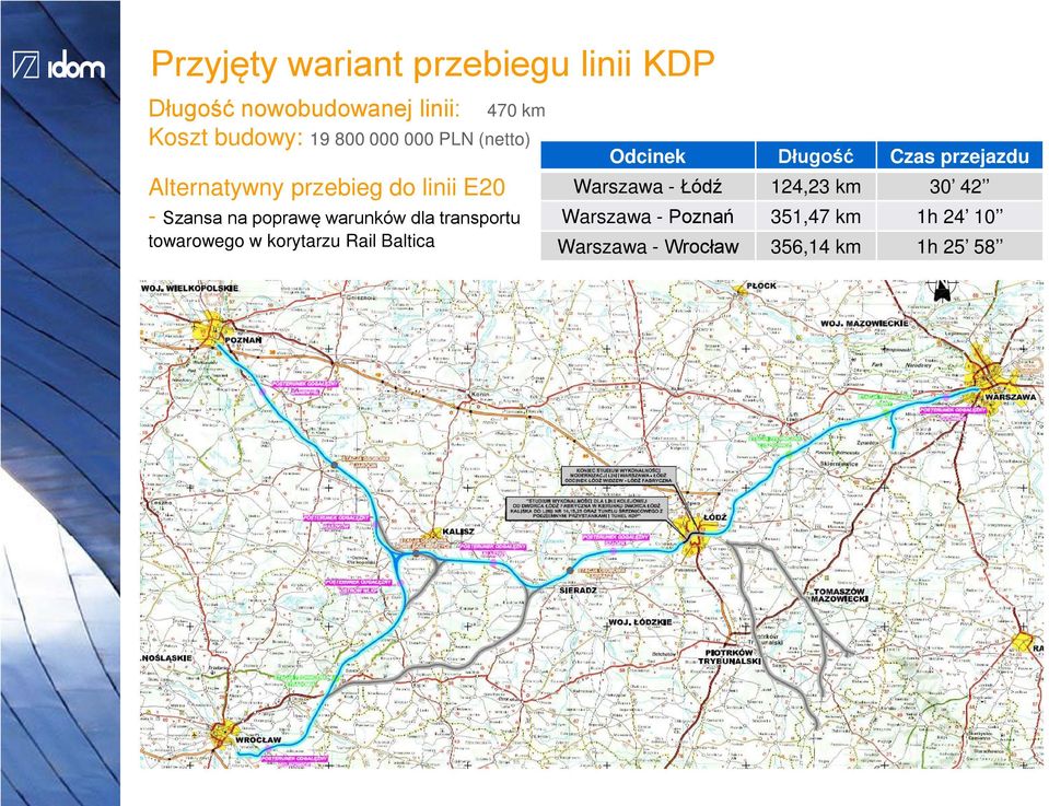 transportu towarowego w korytarzu Rail Baltica Odcinek Długość Czas przejazdu Warszawa -