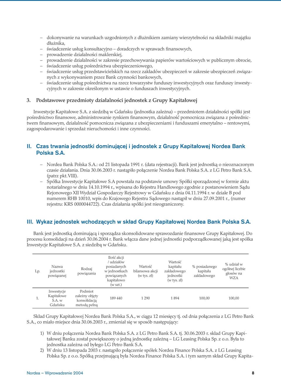 rzecz zakładów ubezpieczeń w zakresie ubezpieczeń związanych z wykonywaniem przez Bank czynności bankowych, świadczenie usług pośrednictwa na rzecz towarzystw funduszy inwestycyjnych oraz funduszy