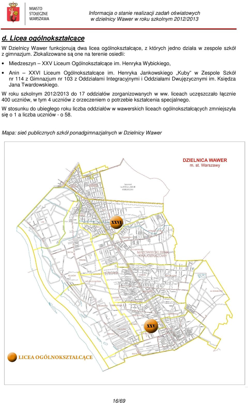 Henryka Jankowskiego Kuby w Zespole Szkół nr 114 z Gimnazjum nr 103 z Oddziałami Integracyjnymi i Oddziałami Dwujęzycznymi im. Księdza Jana Twardowskiego.