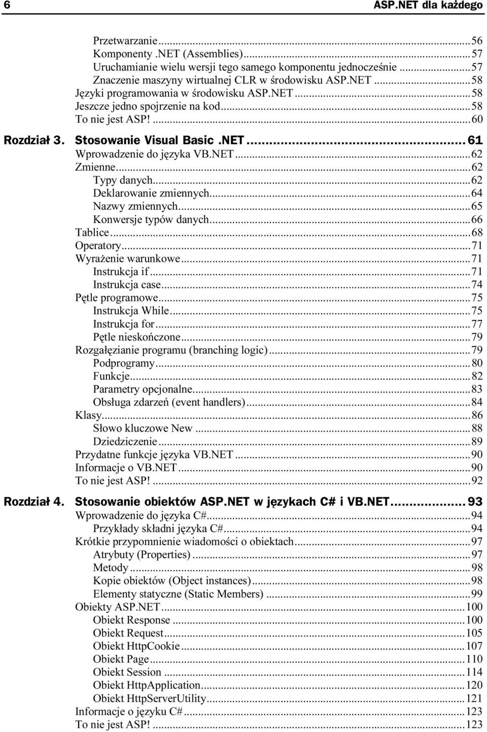 Stosowanie Visual Basic.NET...o... 61 Wprowadzenie do języka VB.NET...ó...62 Zmienne...ó...ó......62 Typy danych...ó...ó...62 Deklarowanie zmiennych...ó...64 Nazwy zmiennych...ó...ó.65 Konwersje typów danych.