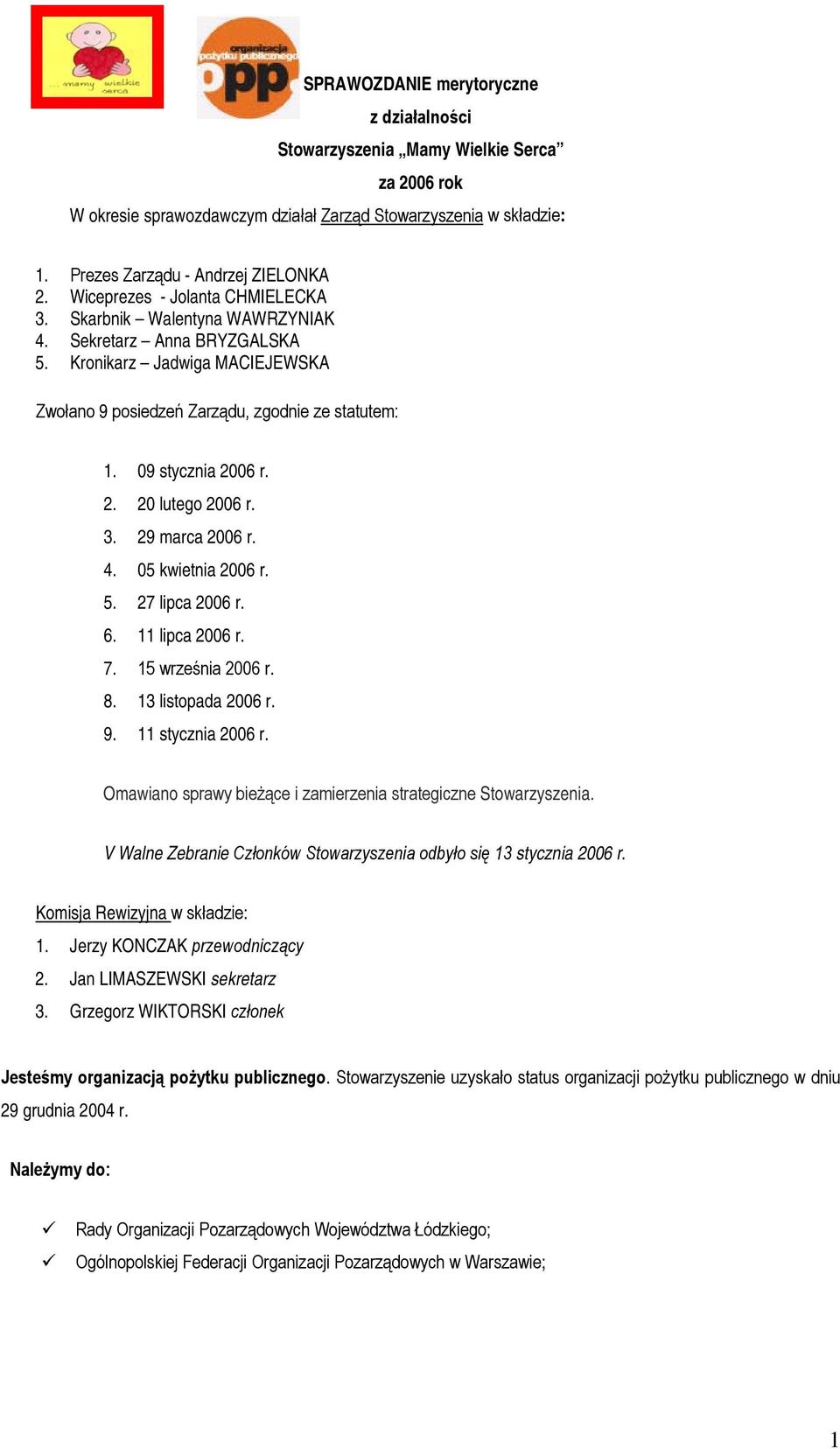 2. 20 lutego 2006 r. 3. 29 marca 2006 r. 4. 05 kwietnia 2006 r. 5. 27 lipca 2006 r. 6. 11 lipca 2006 r. 7. 15 września 2006 r. 8. 13 listopada 2006 r. 9. 11 stycznia 2006 r.