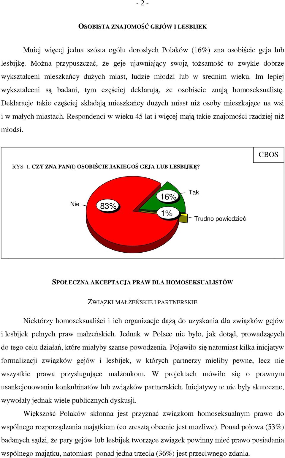 Im lepiej wykształceni są badani, tym częściej deklarują, że osobiście znają homoseksualistę.