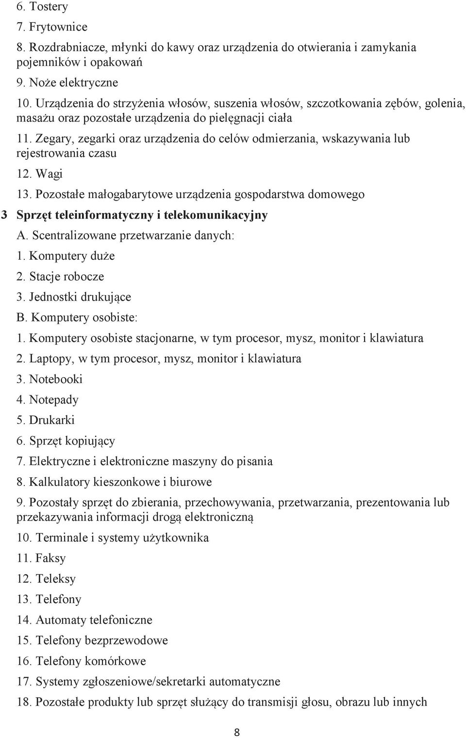 Zegary, zegarki oraz urządzenia do celów odmierzania, wskazywania lub rejestrowania czasu 12. Wagi 13.