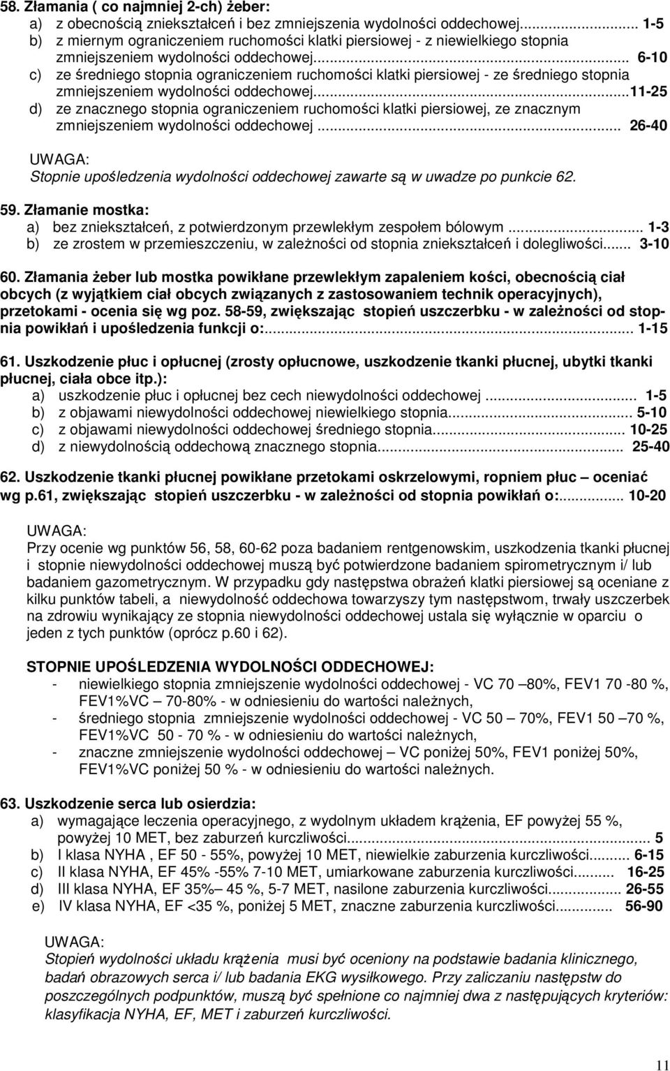 .. 6-10 c) ze średniego stopnia ograniczeniem ruchomości klatki piersiowej - ze średniego stopnia zmniejszeniem wydolności oddechowej.