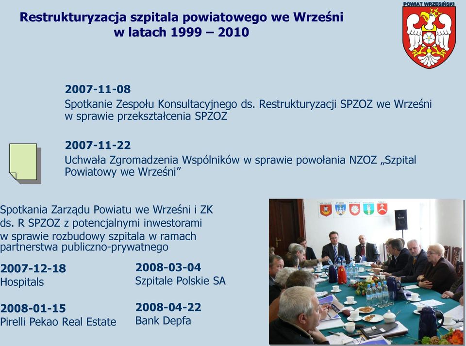 powołania NZOZ Szpital Powiatowy we Wrześni Spotkania Zarządu Powiatu we Wrześni i ZK ds.