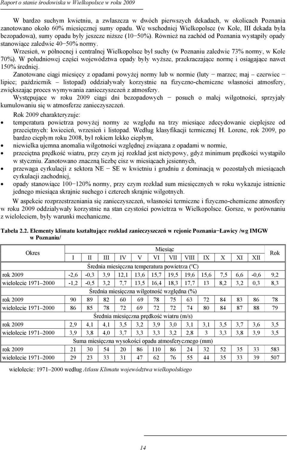 Wrzesień, w północnej i centralnej Wielkopolsce był suchy (w Poznaniu zaledwie 73% normy, w Kole 70%).