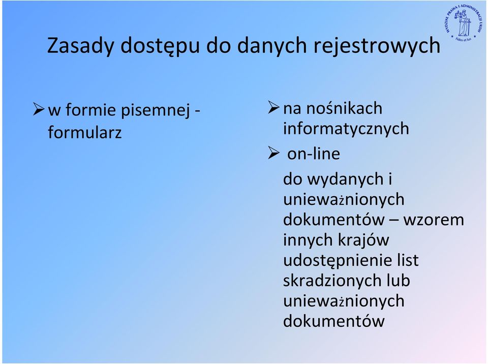 wydanych i unieważnionych dokumentów wzorem innych