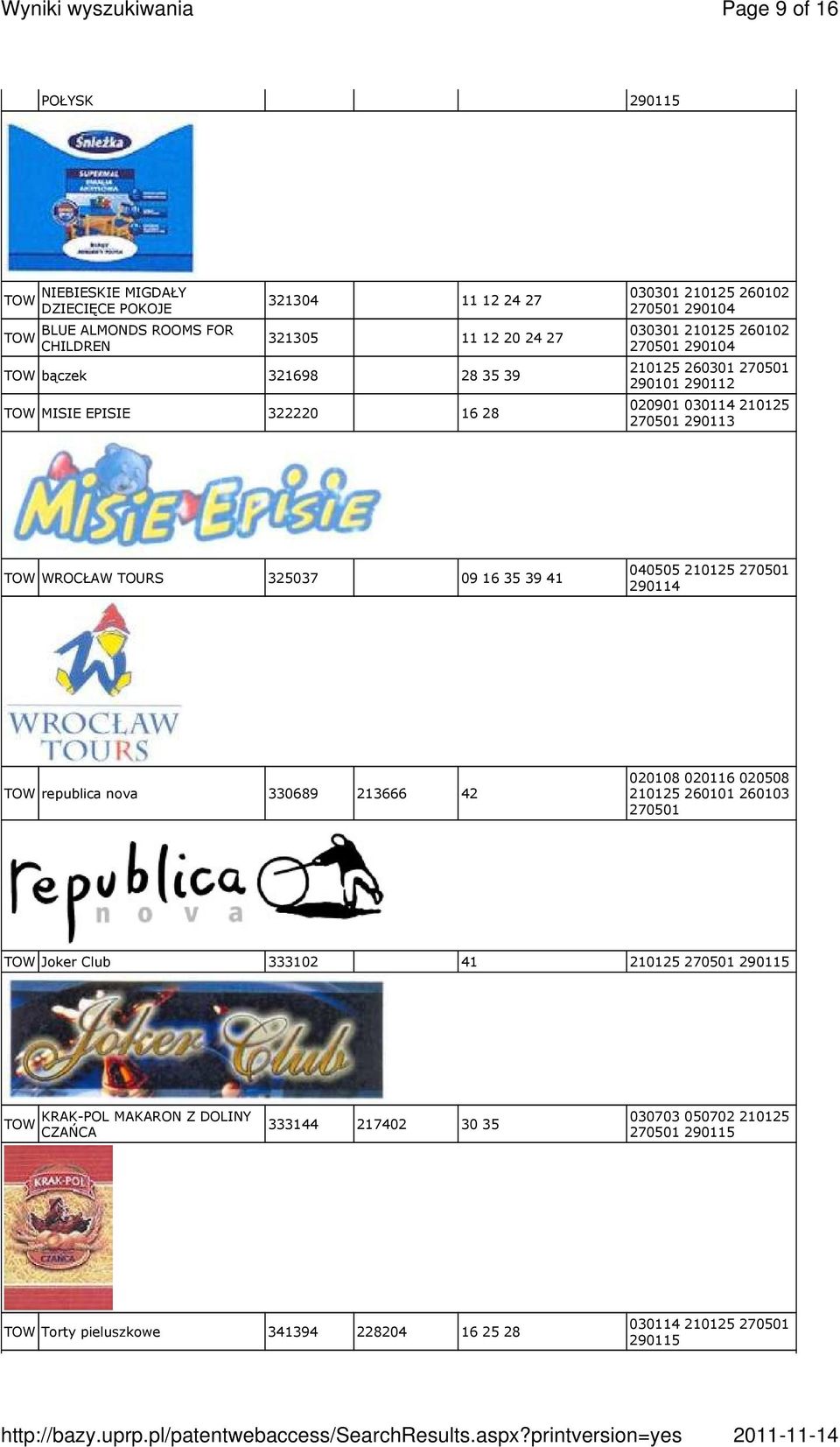 WROCŁAW TOURS 325037 09 16 35 39 41 040505 210125 270501 290114 republica nova 330689 213666 42 020108 020116 020508 210125 260101 260103 270501 Joker Club