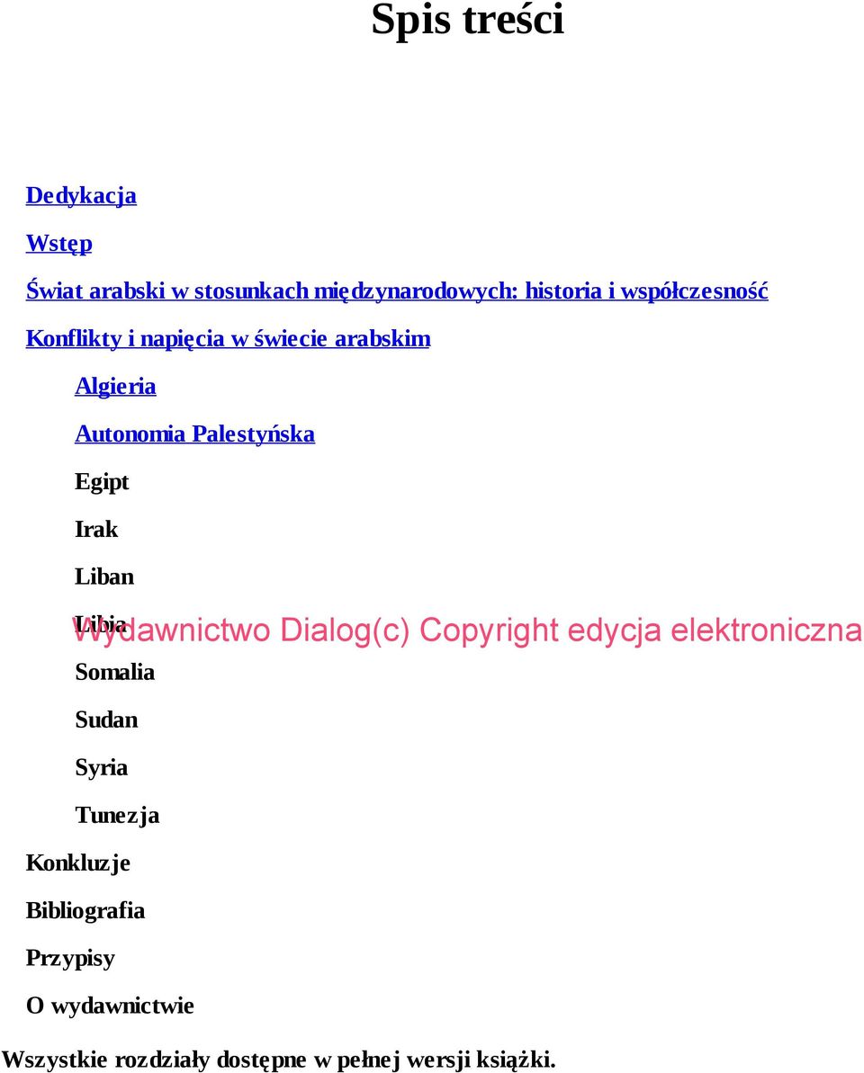 Egipt Irak Liban Libia edycja elektroniczna Somalia Sudan Syria Tunezja Konkluzje