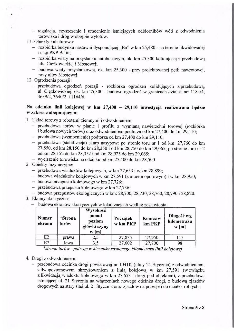 km 25,300 kolidującej z przebudową ulic Ciężkowickiej i Mostowej; - budowa wiaty przystankowej, ok. km 25,300 - przy projektowanej pętli nawrotowej, przy ulicy Mostowej. 12.