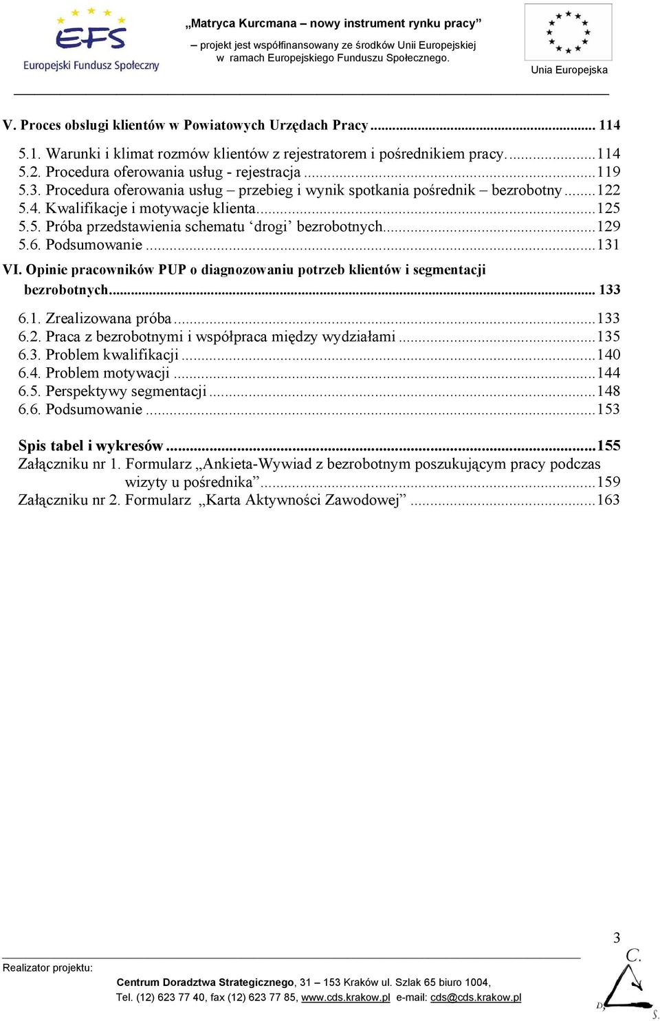 Podsumowanie...131 VI. Opinie pracowników PUP o diagnozowaniu potrzeb klientów i segmentacji bezrobotnych... 133 6.1. Zrealizowana próba...133 6.2. Praca z bezrobotnymi i współpraca między wydziałami.