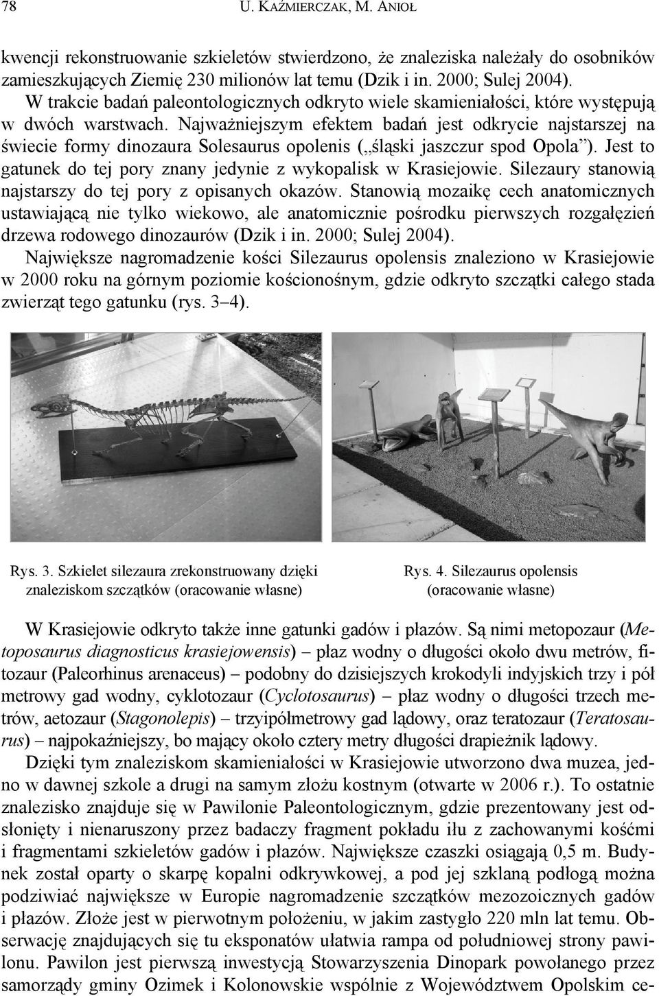 Najważniejszym efektem badań jest odkrycie najstarszej na świecie formy dinozaura Solesaurus opolenis ( śląski jaszczur spod Opola ).