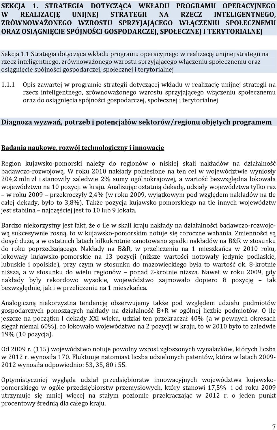 GOSPODARCZEJ, SPOŁECZNEJ I TERYTORIALNEJ Sekcja 1.