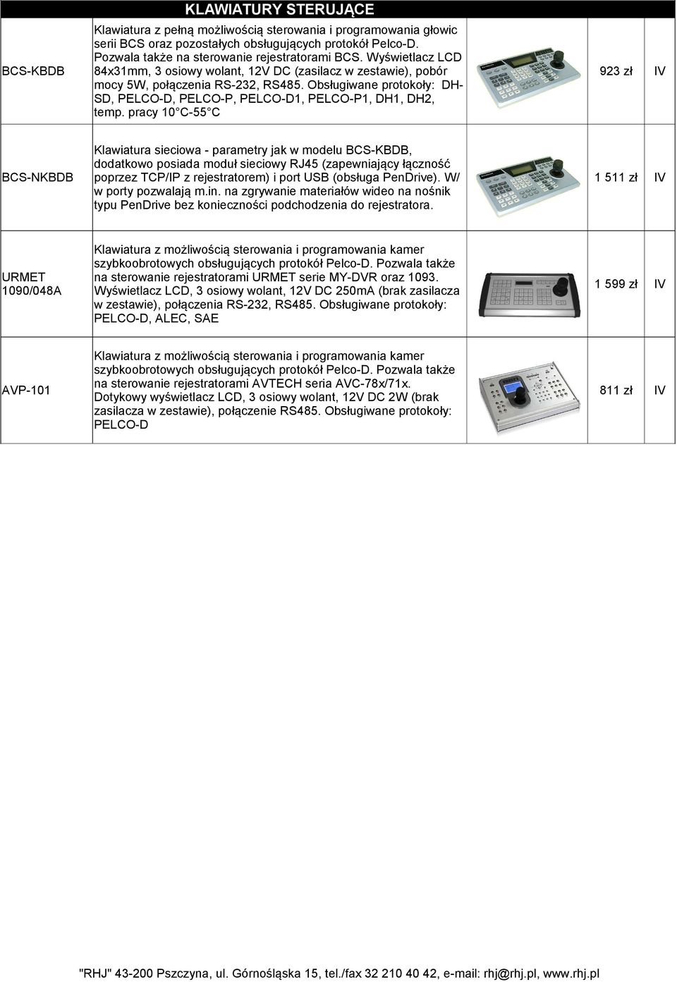 Obsługiwane protokoły: DHSD, PELCO-D, PELCO-P, PELCO-D1, PELCO-P1, DH1, DH2, temp.