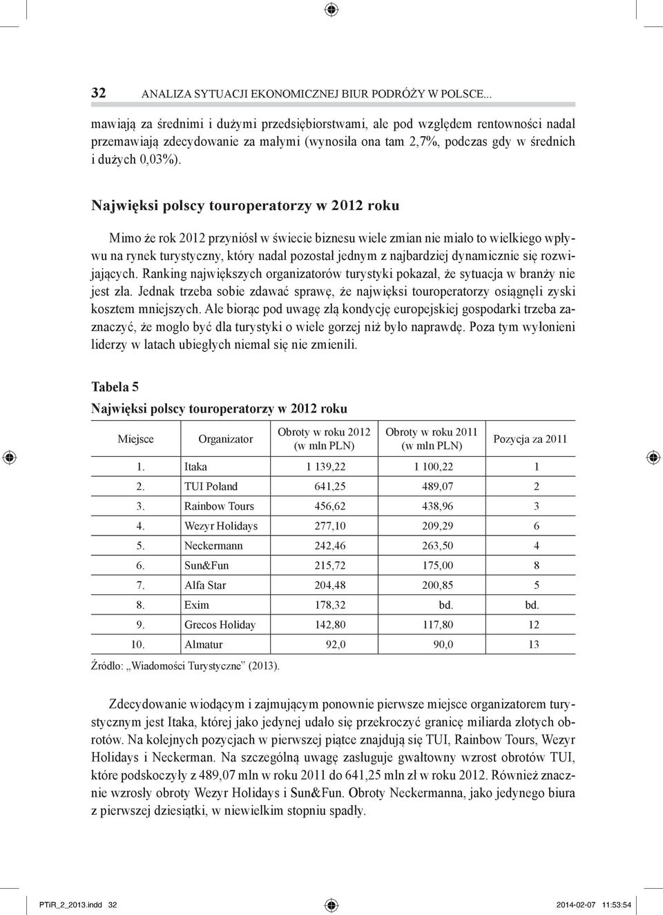 Najwięksi polscy touroperatorzy w 2012 roku Mimo że rok 2012 przyniósł w świecie biznesu wiele zmian nie miało to wielkiego wpływu na rynek turystyczny, który nadal pozostał jednym z najbardziej