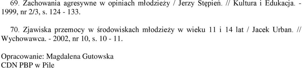 Zjawiska przemocy w środowiskach młodzieży w wieku 11 i 14 lat / Jacek