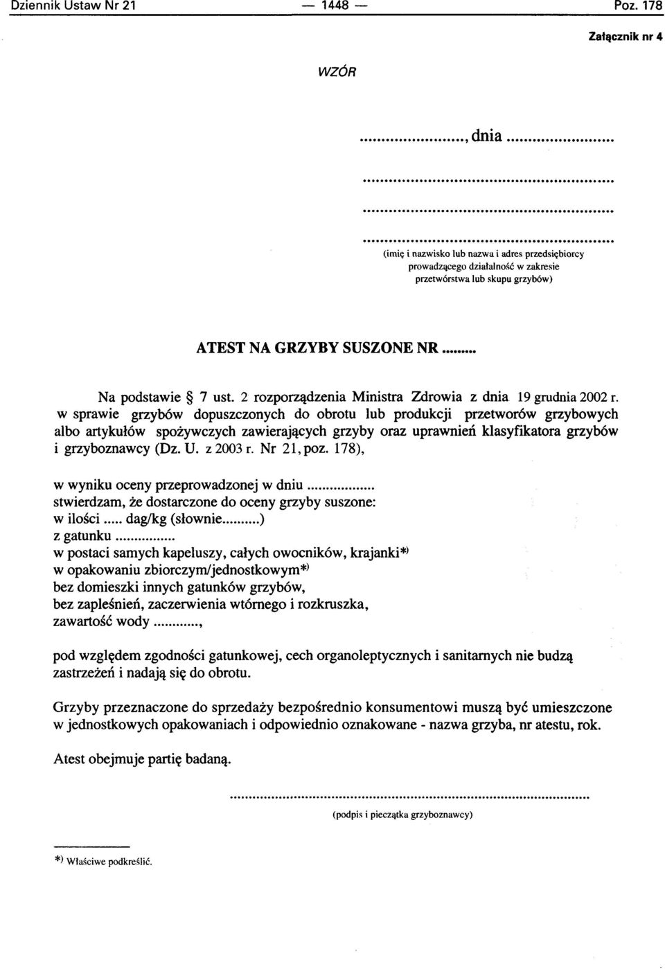 2 rozporzadzenia Ministra Zdrowia z dnia 19 grudnia 2002 f.