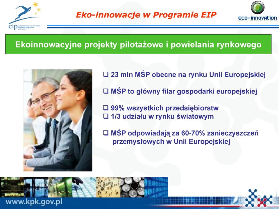 europejskiej 99% wszystkich przedsiębiorstw 1/3 udziału w rynku