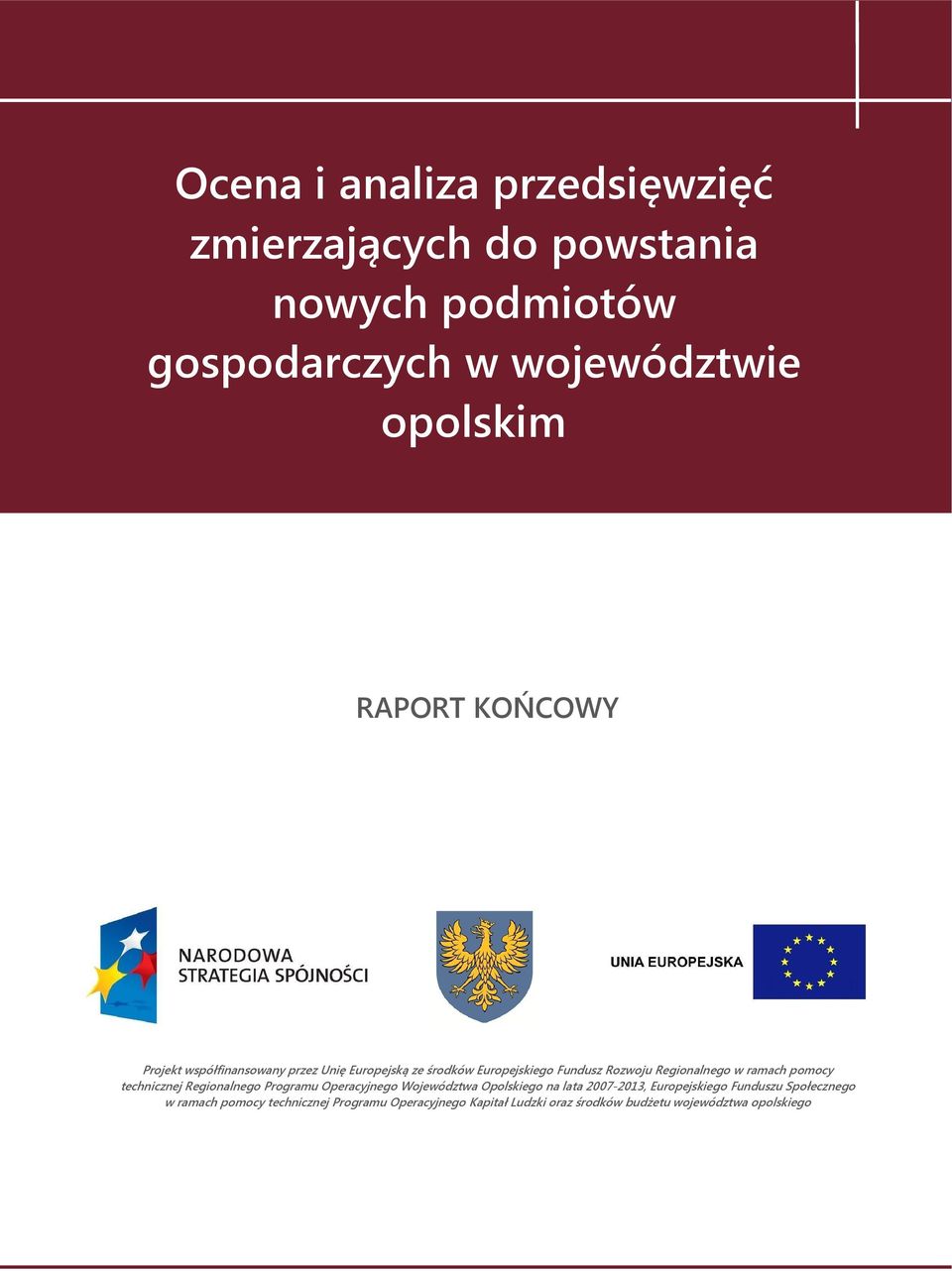 pomocy technicznej Regionalnego Programu Operacyjnego Województwa Opolskiego na lata 2007-2013, Europejskiego
