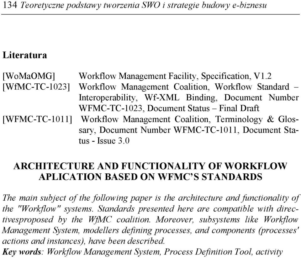 Coalition, Terminology & Glossary, Document Number WFMC-TC-1011, Document Status - Issue 3.