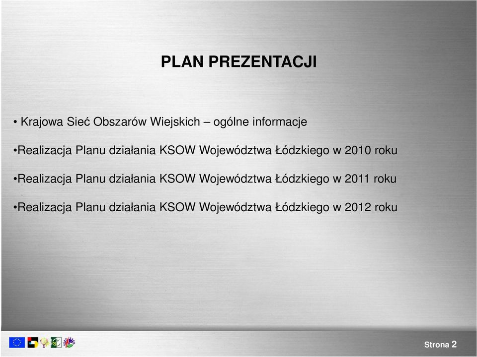 Realizacja Planu działania KSOW Województwa Łódzkiego w 2011 roku